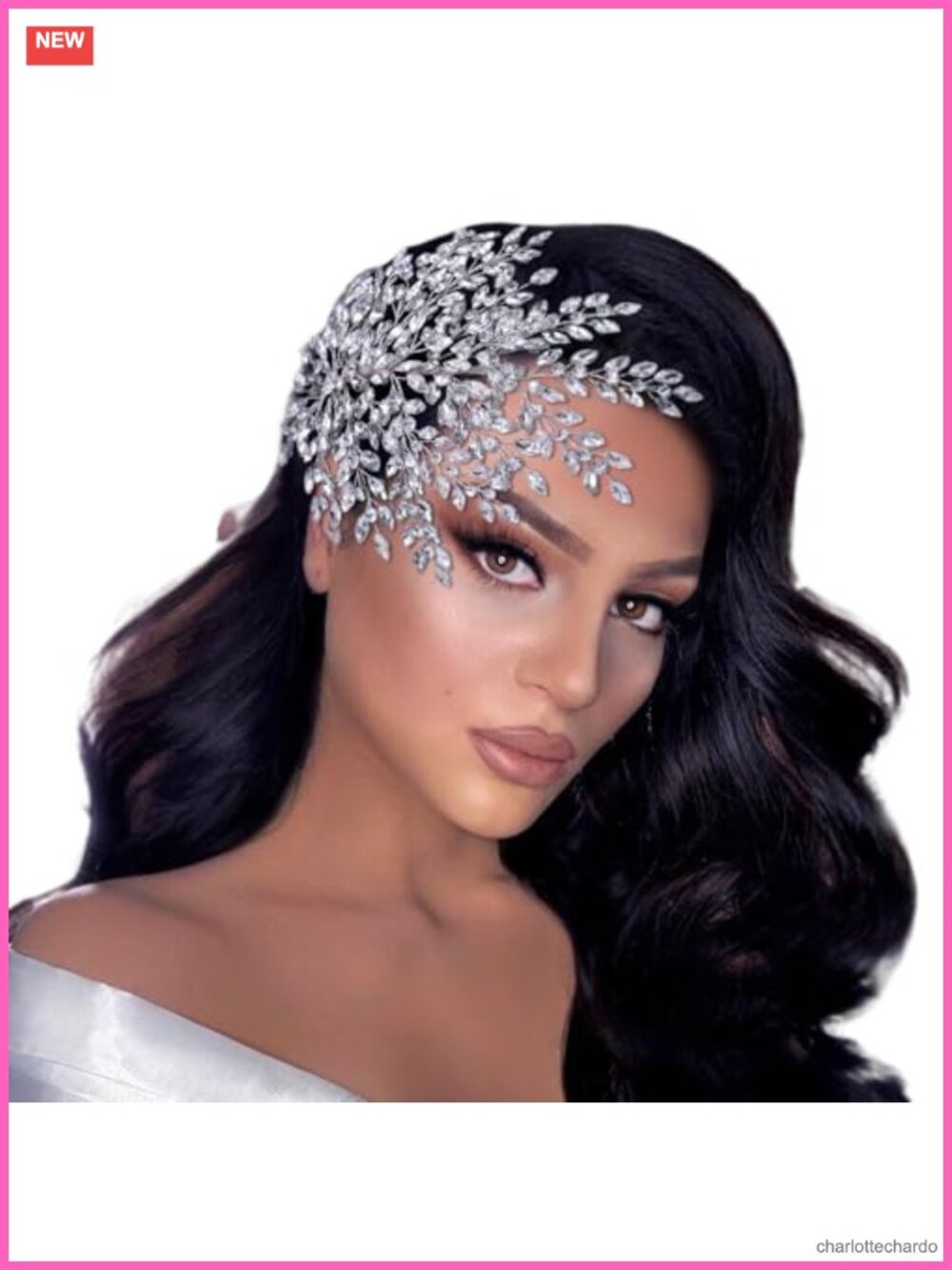 Rhinestone Bridal Hair Piece Wedding Headband Handmade Elastic Metal Wire Hair